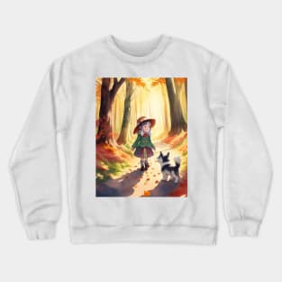 child hanging out with a dog. Crewneck Sweatshirt